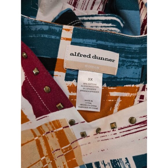 Alfred Dunner Womens 3X Abstract Print Blouse Square Neck colorful - Picture 4 of 4